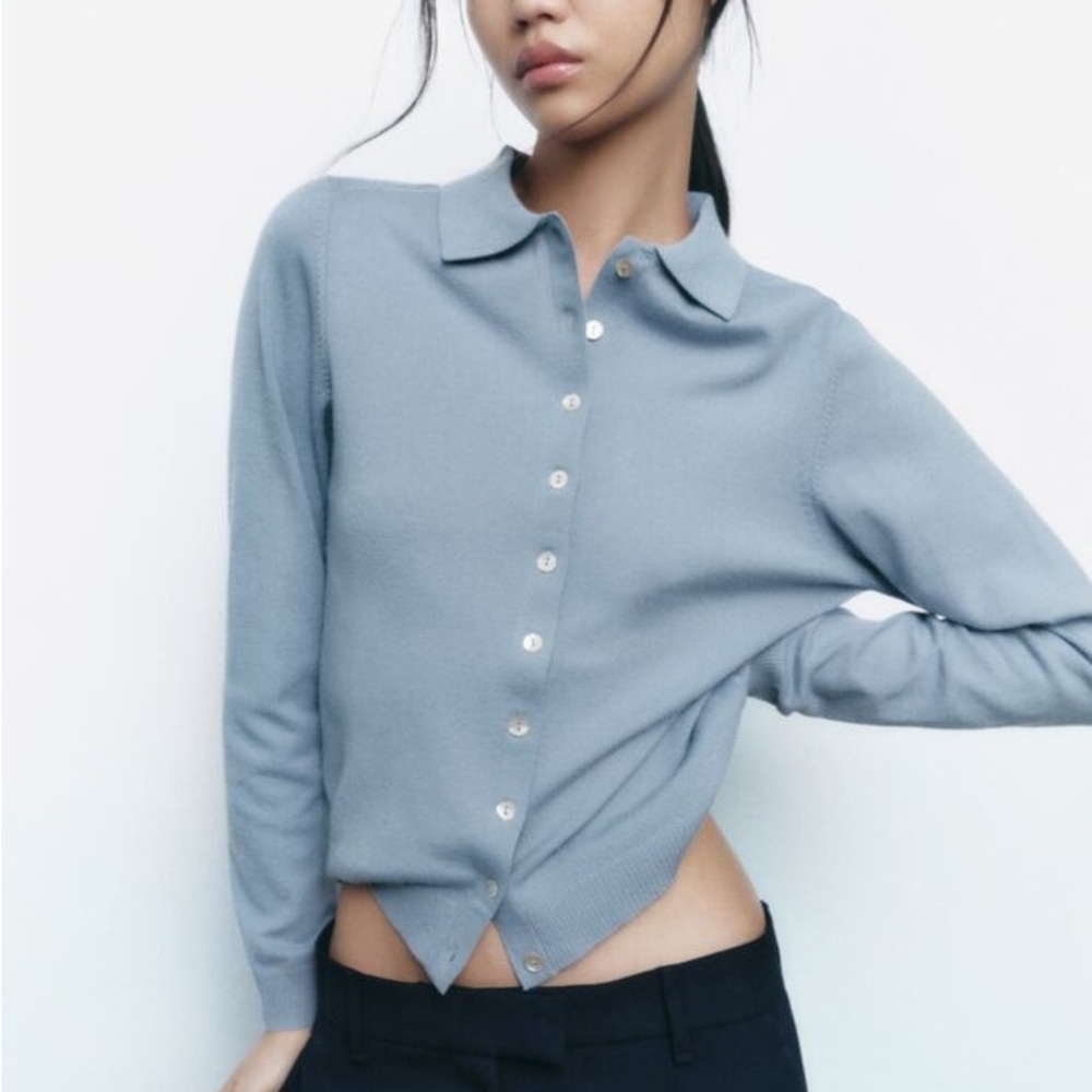 ZARA Cardigan Shirt color baby-blue
